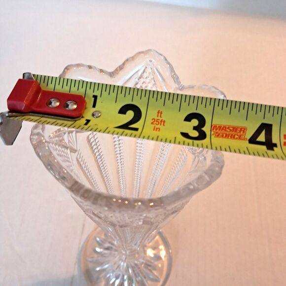 Clear Cut Glass Trumpet Footed Bud Vase 8.5" - Picture 12 of 13